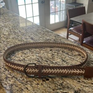 Braided Leather Belt - Brown and Tan